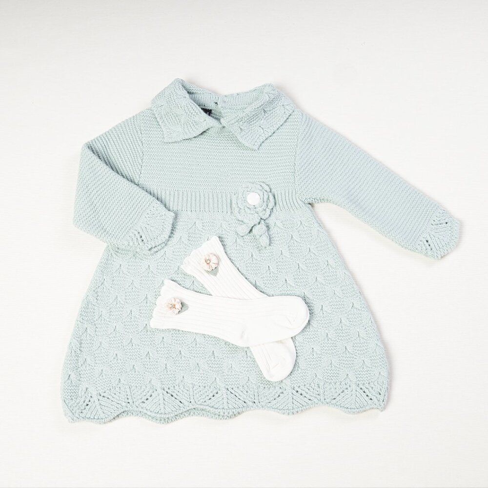 Baby Girl Knit Dress Outfit | Camelia Flower Baby Girl Clothing